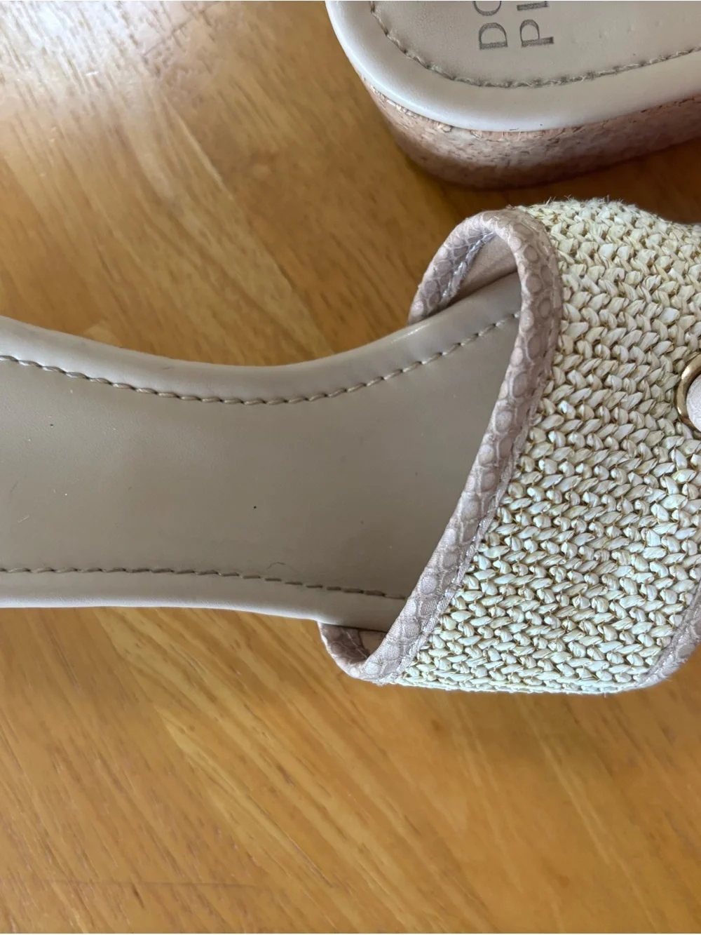 Donald J. Pliner Cream Woven Slide Wedges
